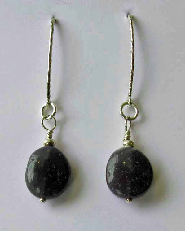 Leland Blue Stone Earrings on Long Silver Wire